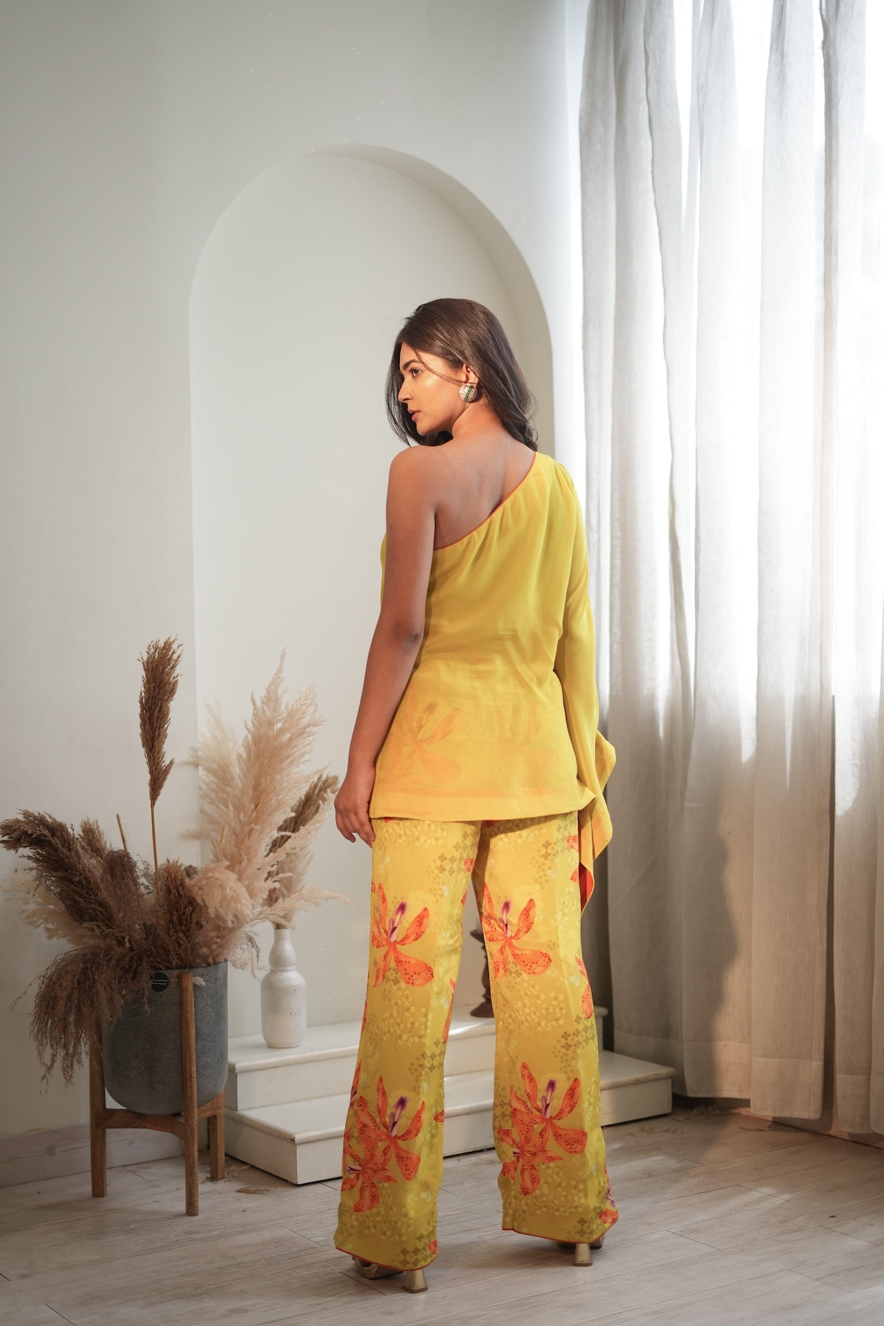 Luminous Lime Lily One Shoulder Set