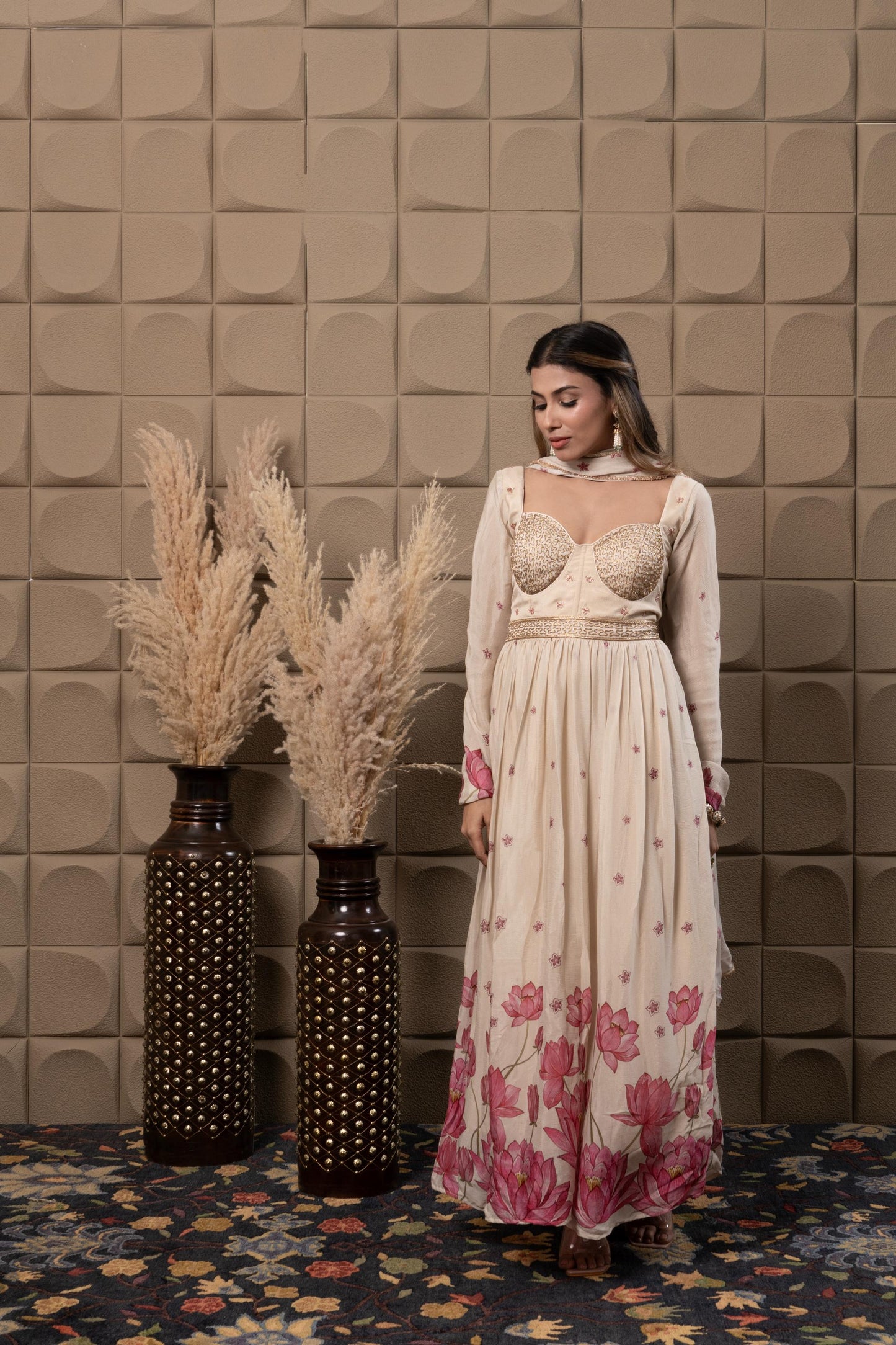 Misty Embroidered Corset With Anarkali