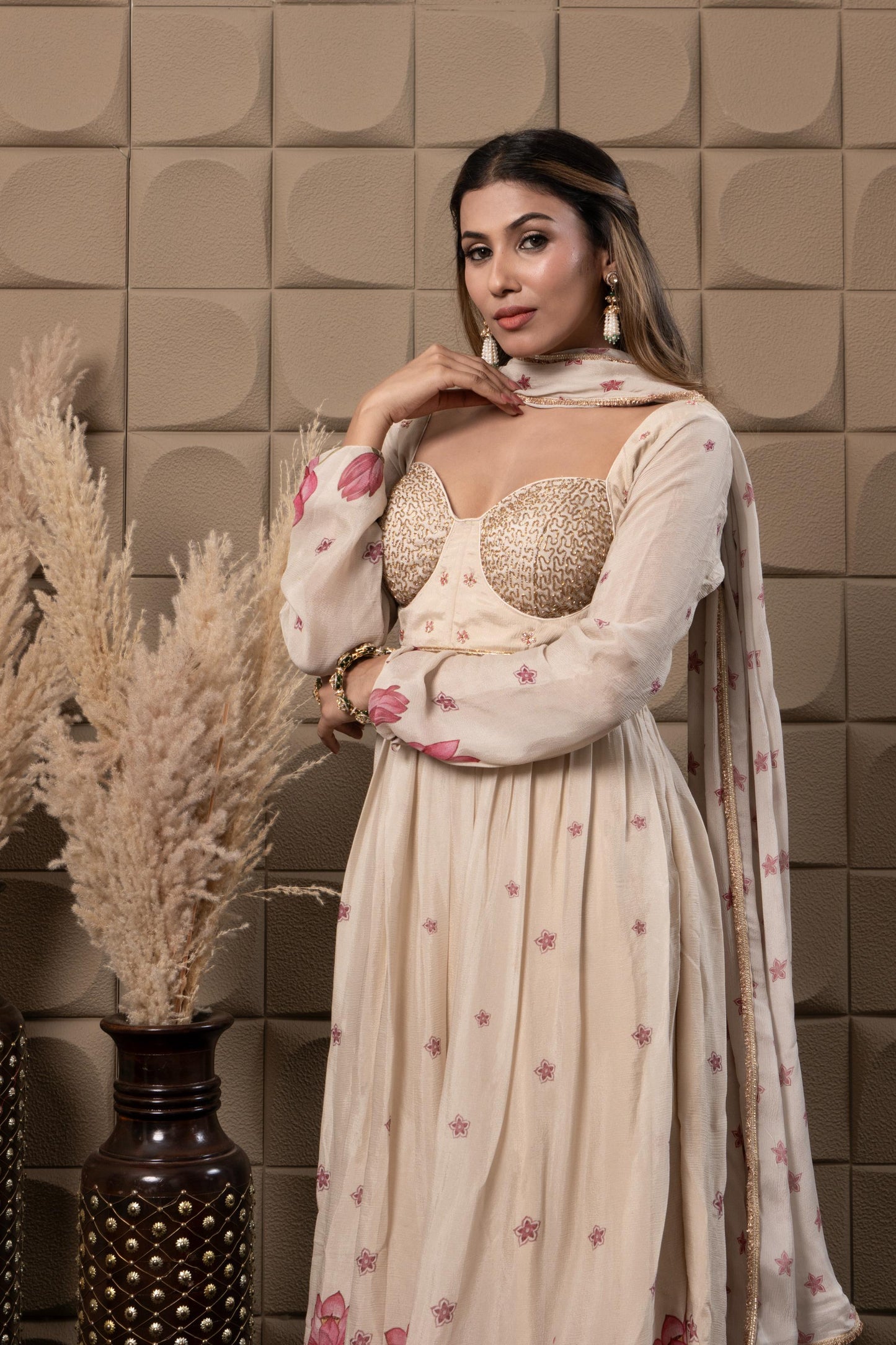 Misty Embroidered Corset With Anarkali