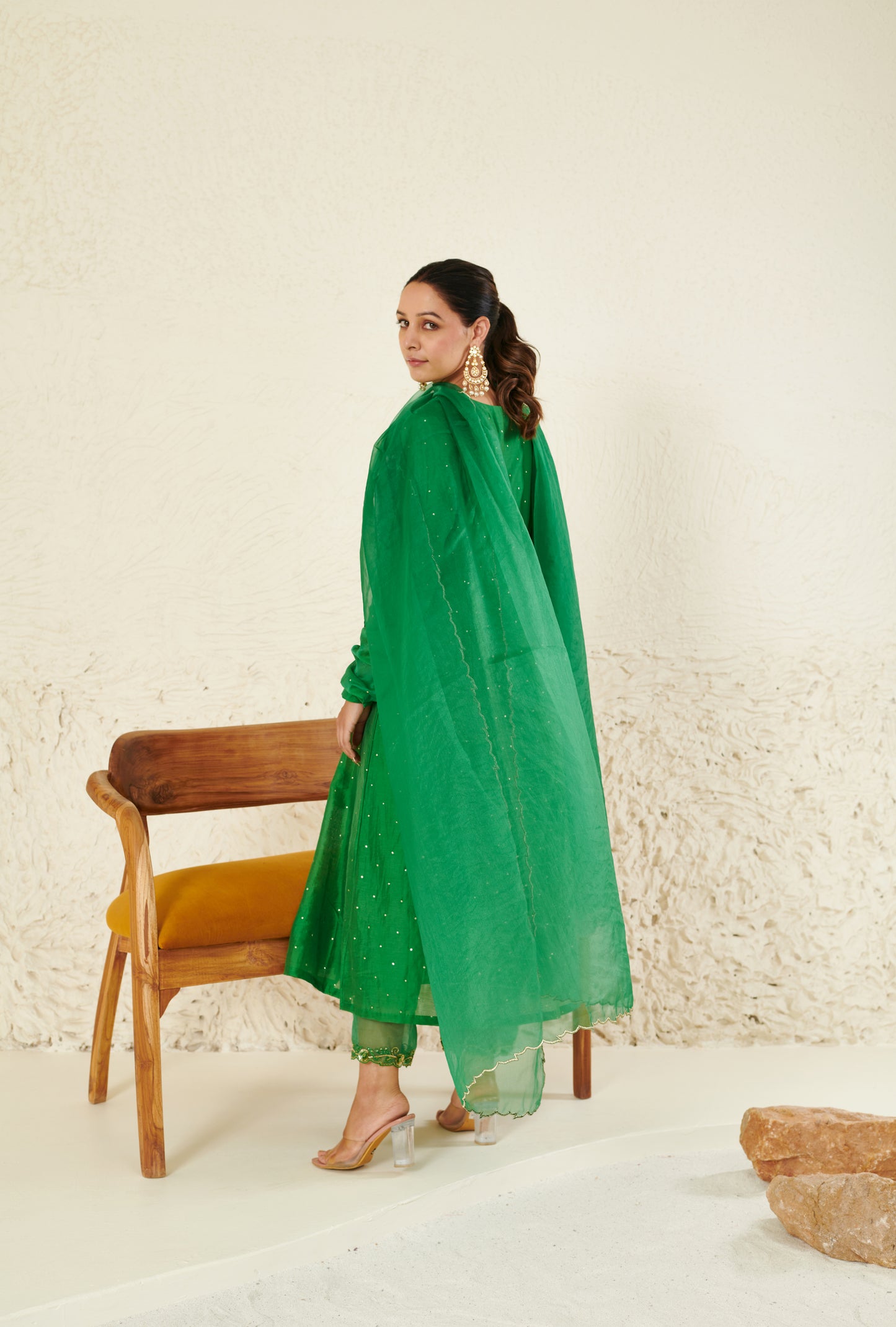Mehtab Green Angrakha Kurta Set