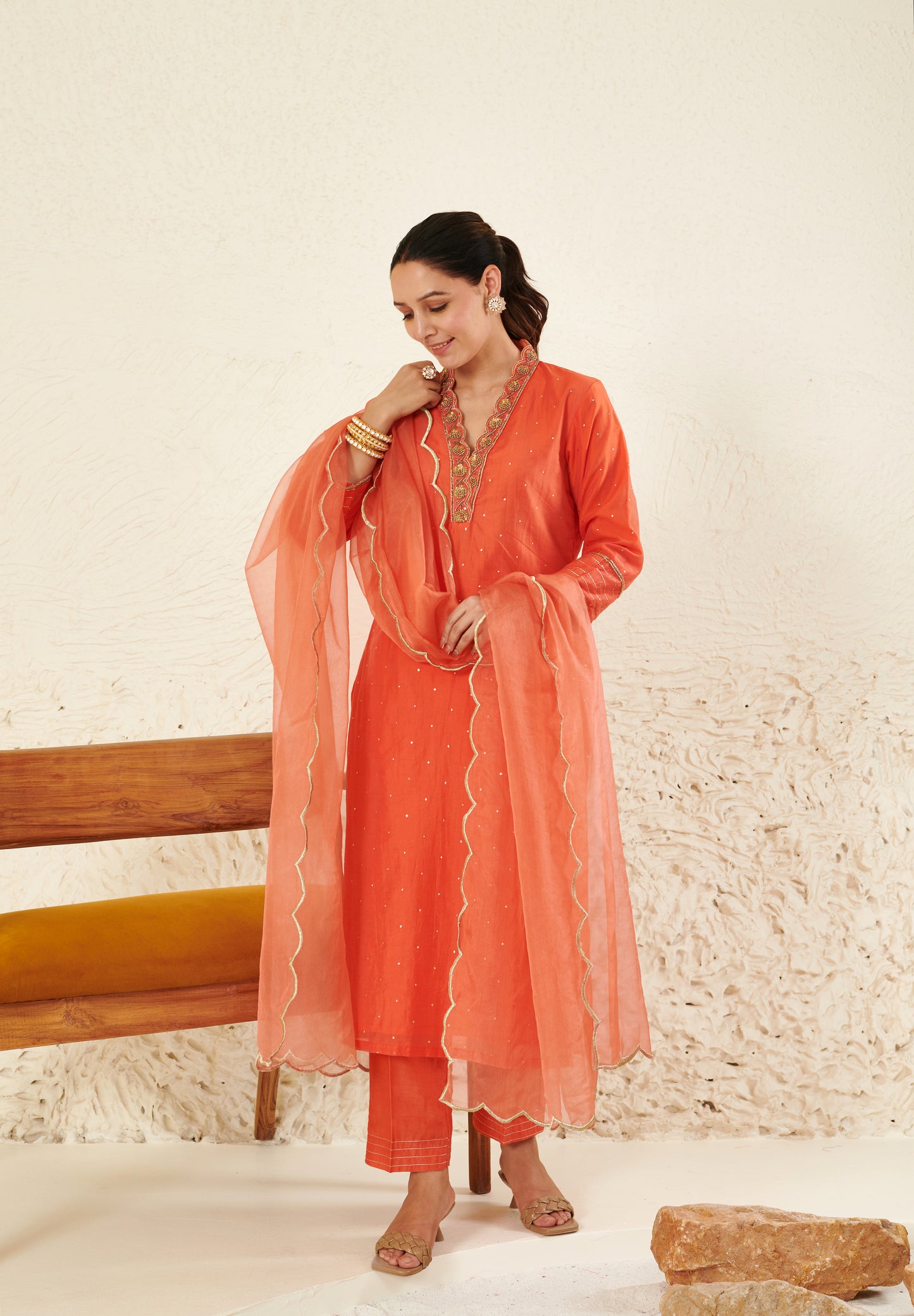 Tara Orange kurta Set