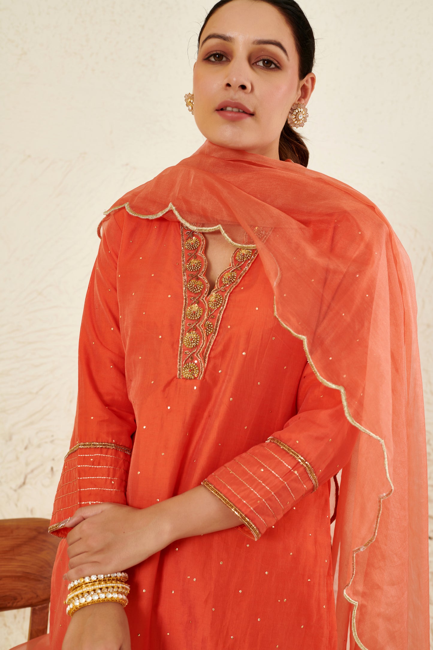 Tara Orange kurta Set