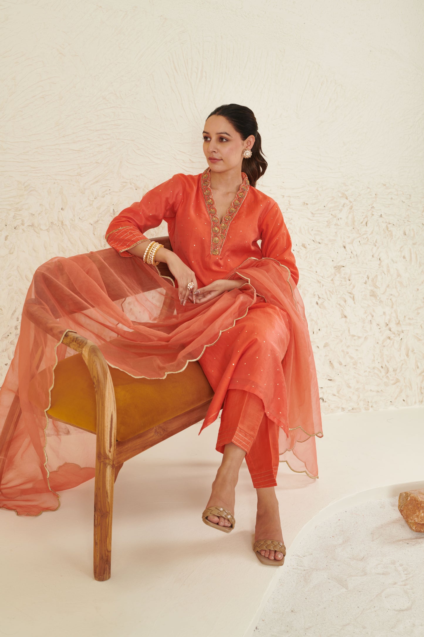 Tara Orange kurta Set