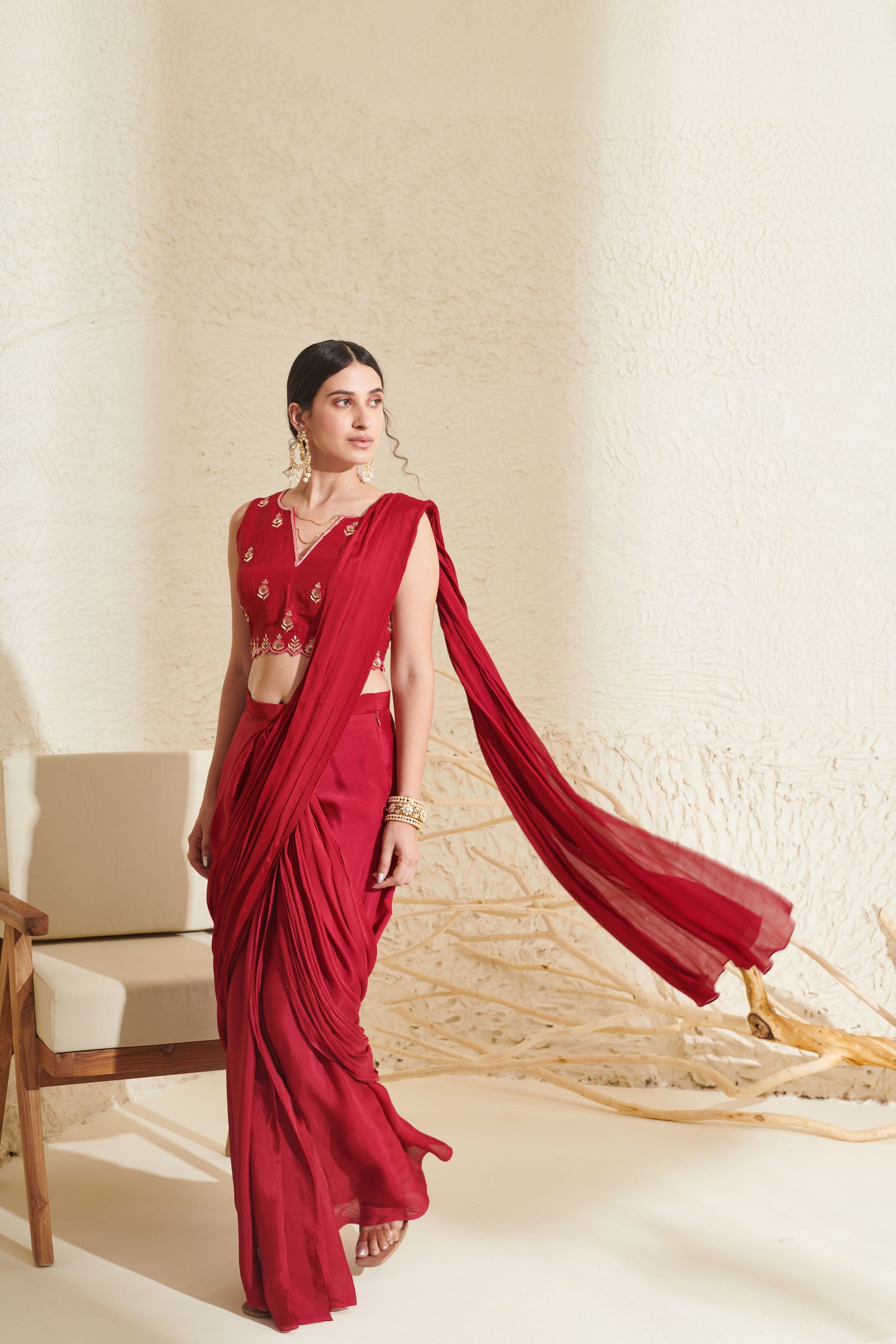 Daisy Magenta Pleated Saree