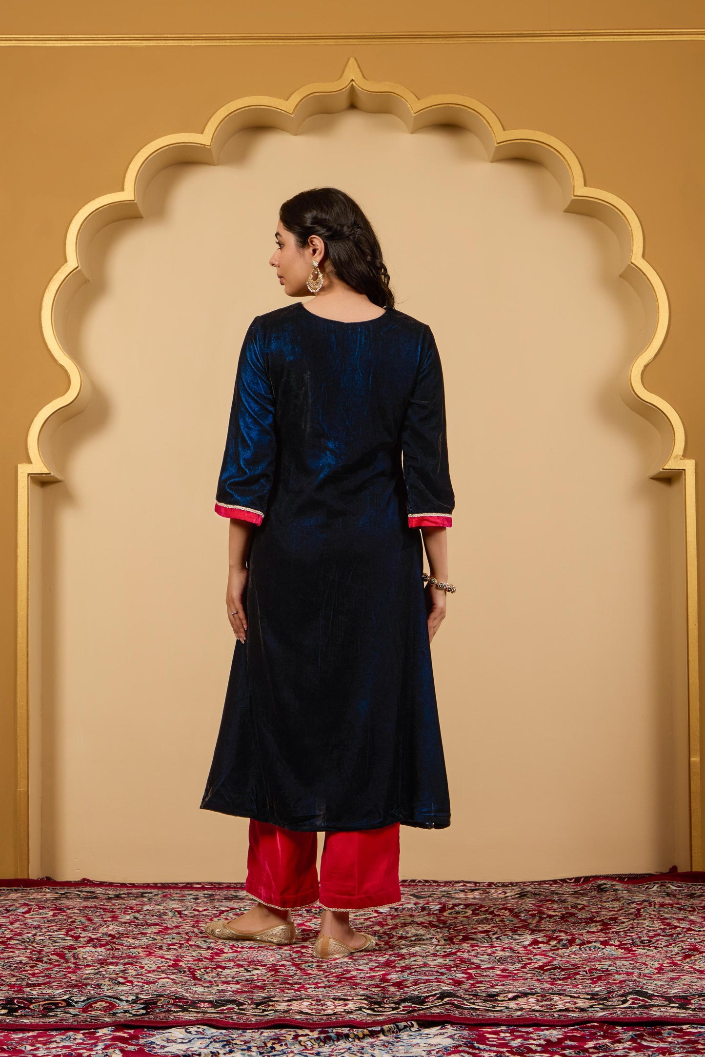 Blue Contrast Kurta Set