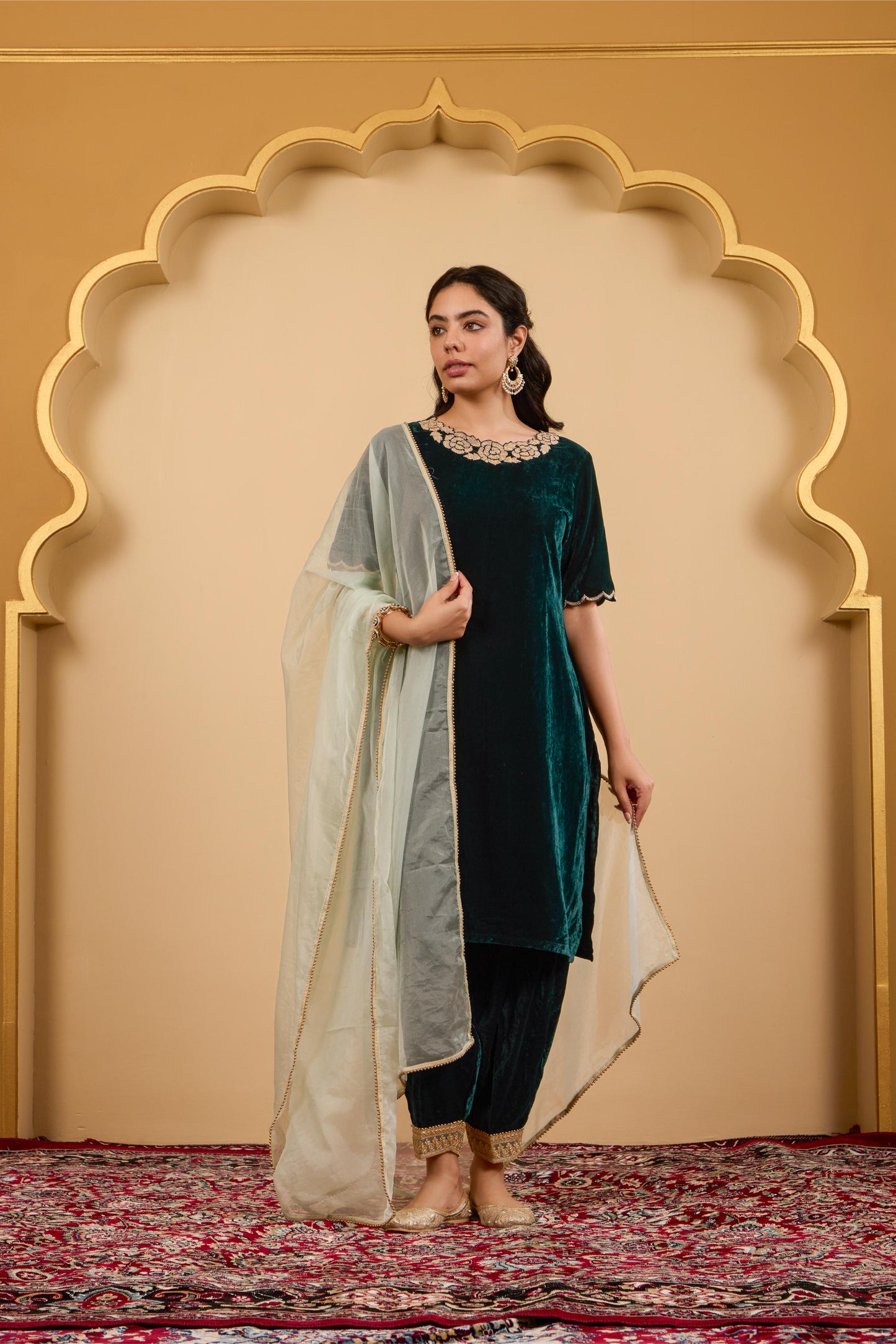 Green Rose Kurta Set