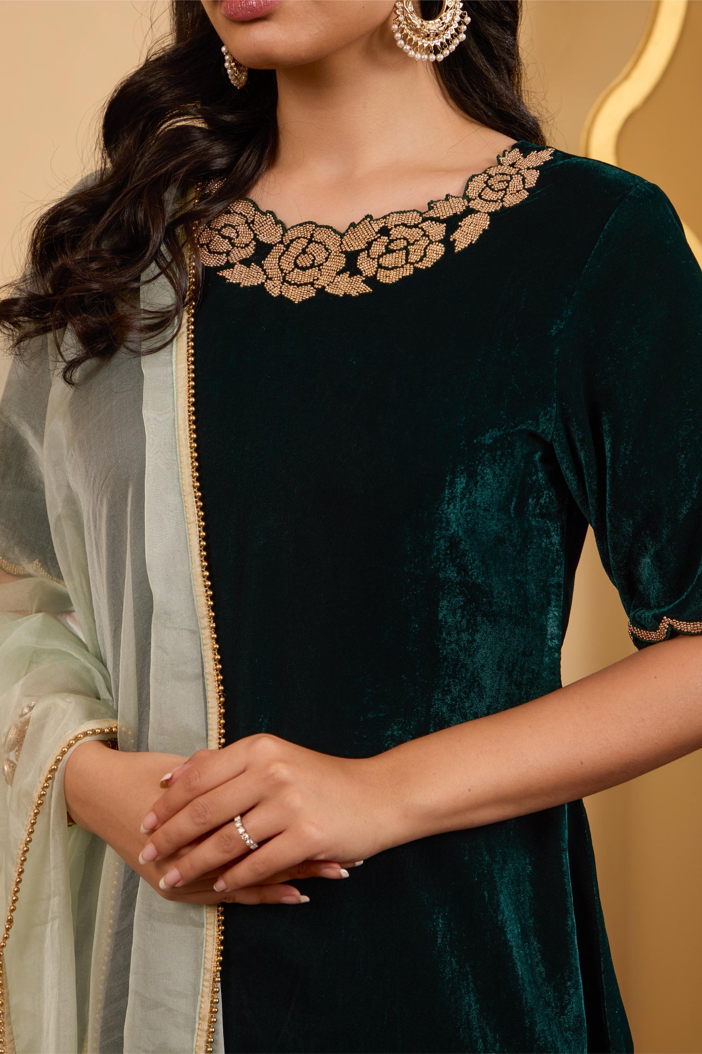 Green Rose Kurta Set