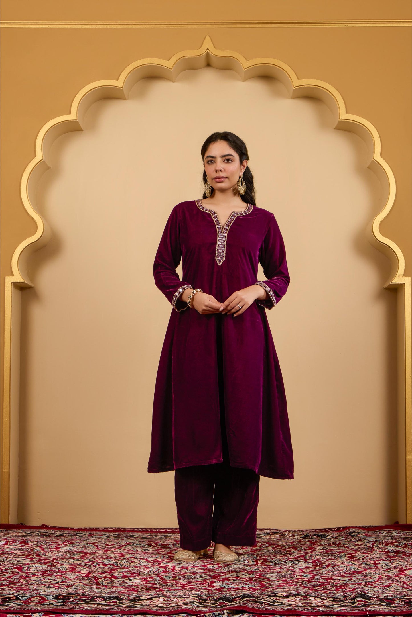 Maroon Mirror Kurta Set