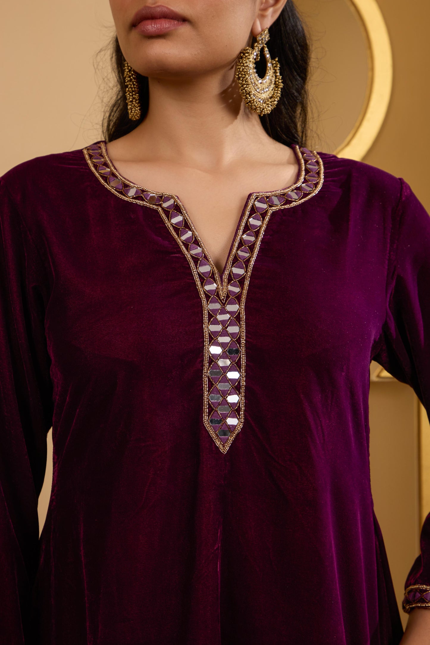 Maroon Mirror Kurta Set