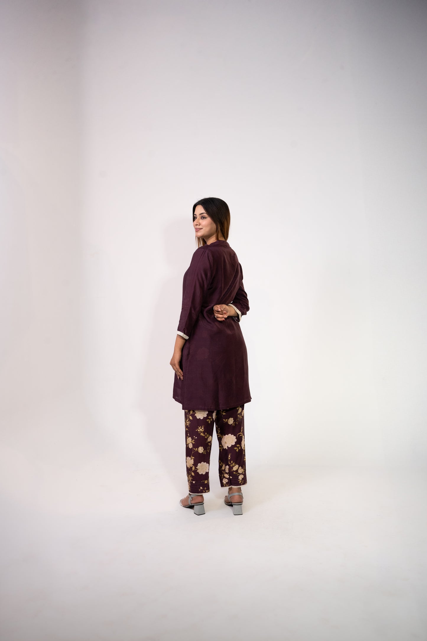 Wine Kurta Set