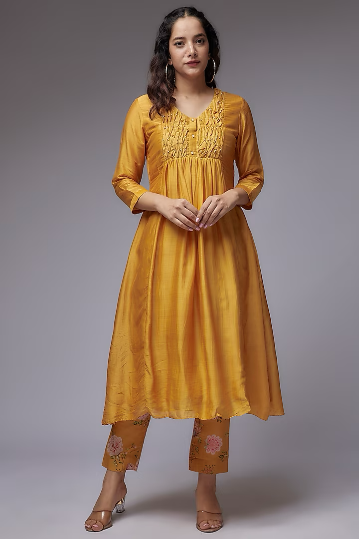 Honey Smocked Kurta Set