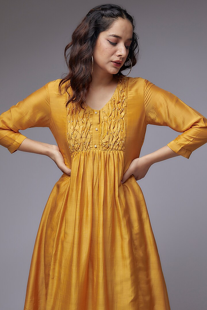 Honey Smocked Kurta Set