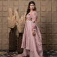 Blush Printed Anarkali With Hand Embroidery