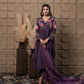 Plum Printed Anarkali With Hand Embroidery