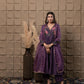Plum Printed Anarkali With Hand Embroidery