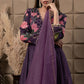 Plum Printed Anarkali With Hand Embroidery