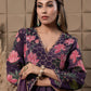 Plum Printed Anarkali With Hand Embroidery