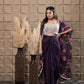 Plum Drape Skirt With Embroidered Bustier & Cape