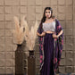 Plum Drape Skirt With Embroidered Bustier & Cape