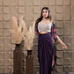 Plum Drape Skirt With Embroidered Bustier & Cape