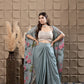 Mint Drape Skirt With Embroidered Bustier & Cape