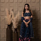 Sapphire Embroidered Bustier With Pleated Lehenga