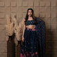 Sapphire Embroidered Bustier With Pleated Lehenga