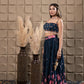 Sapphire Embroidered Bustier With Pleated Lehenga
