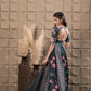 Moss Embroidered Blouse With Kalidar Lehenga