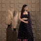 Midnight Embroidered Bustier With Pleated Lehenga