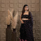 Midnight Embroidered Bustier With Pleated Lehenga
