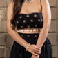 Midnight Embroidered Bustier With Pleated Lehenga
