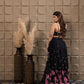 Midnight Embroidered Bustier With Pleated Lehenga