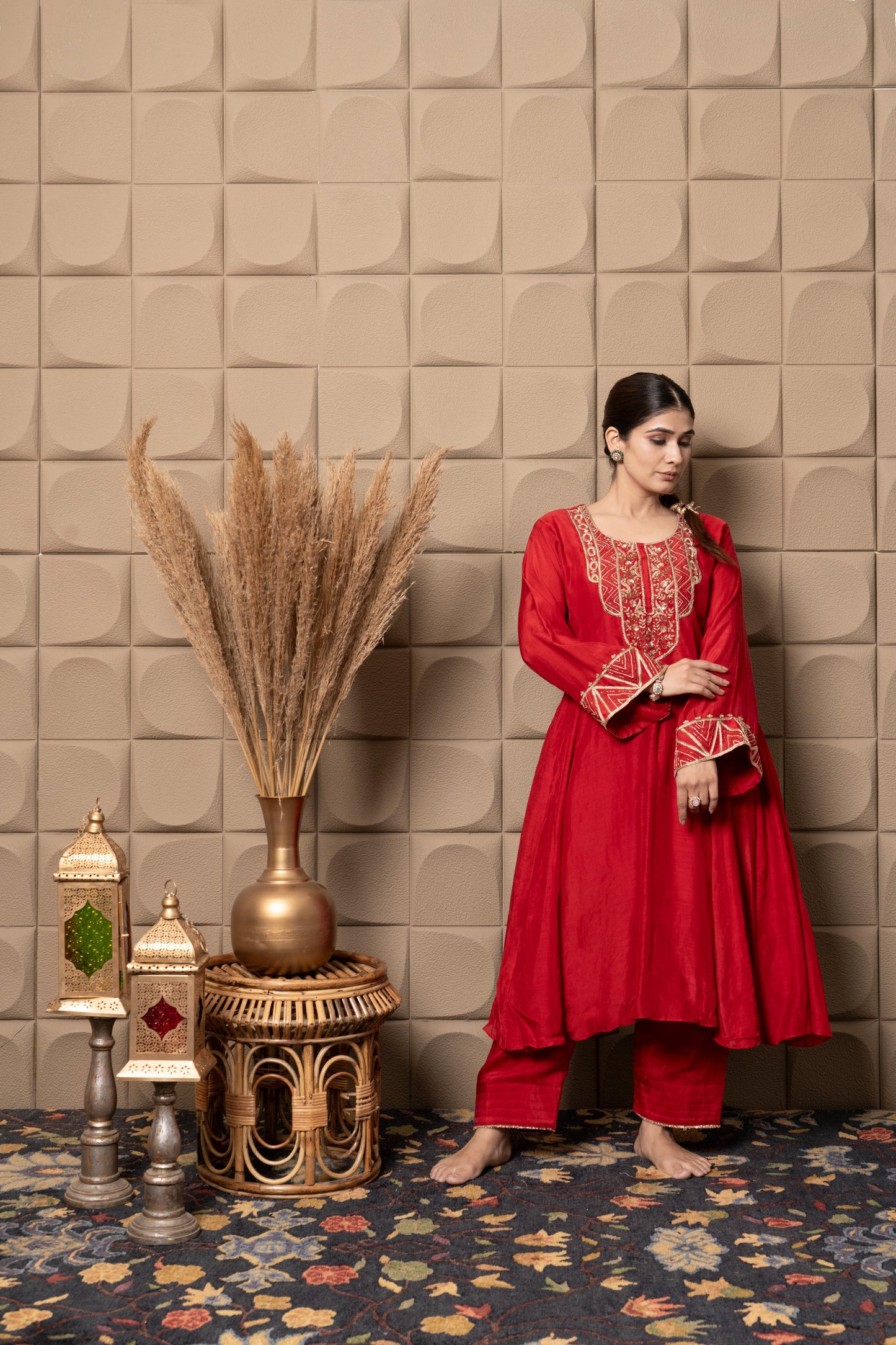 Maroon Choga Kurta Set
