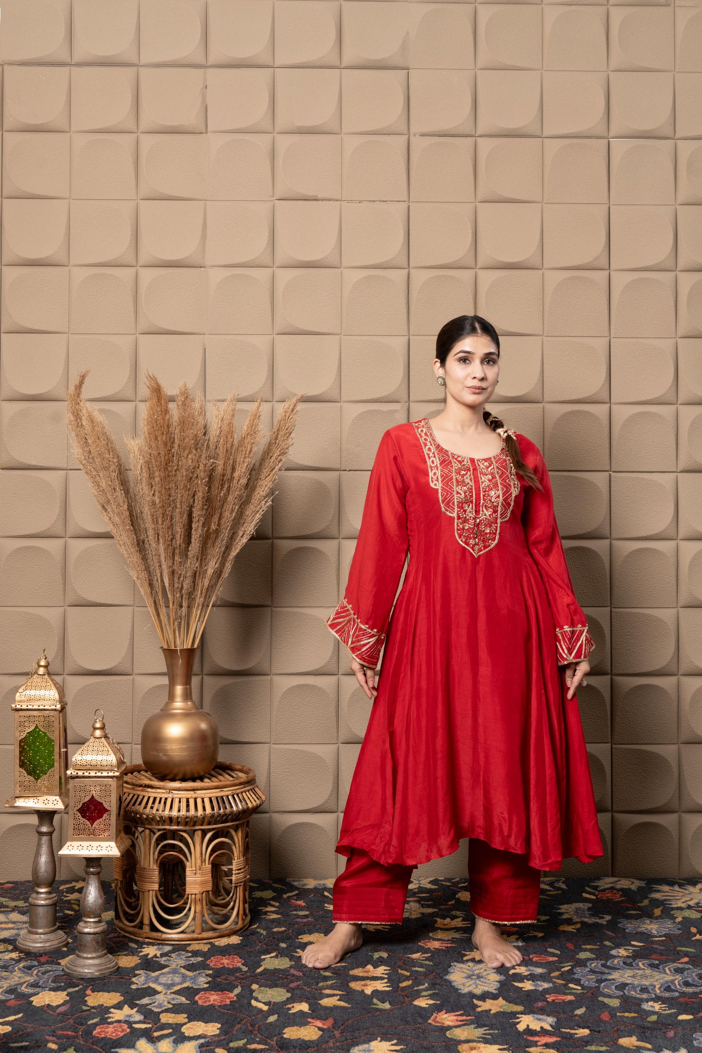 Maroon Choga Kurta Set