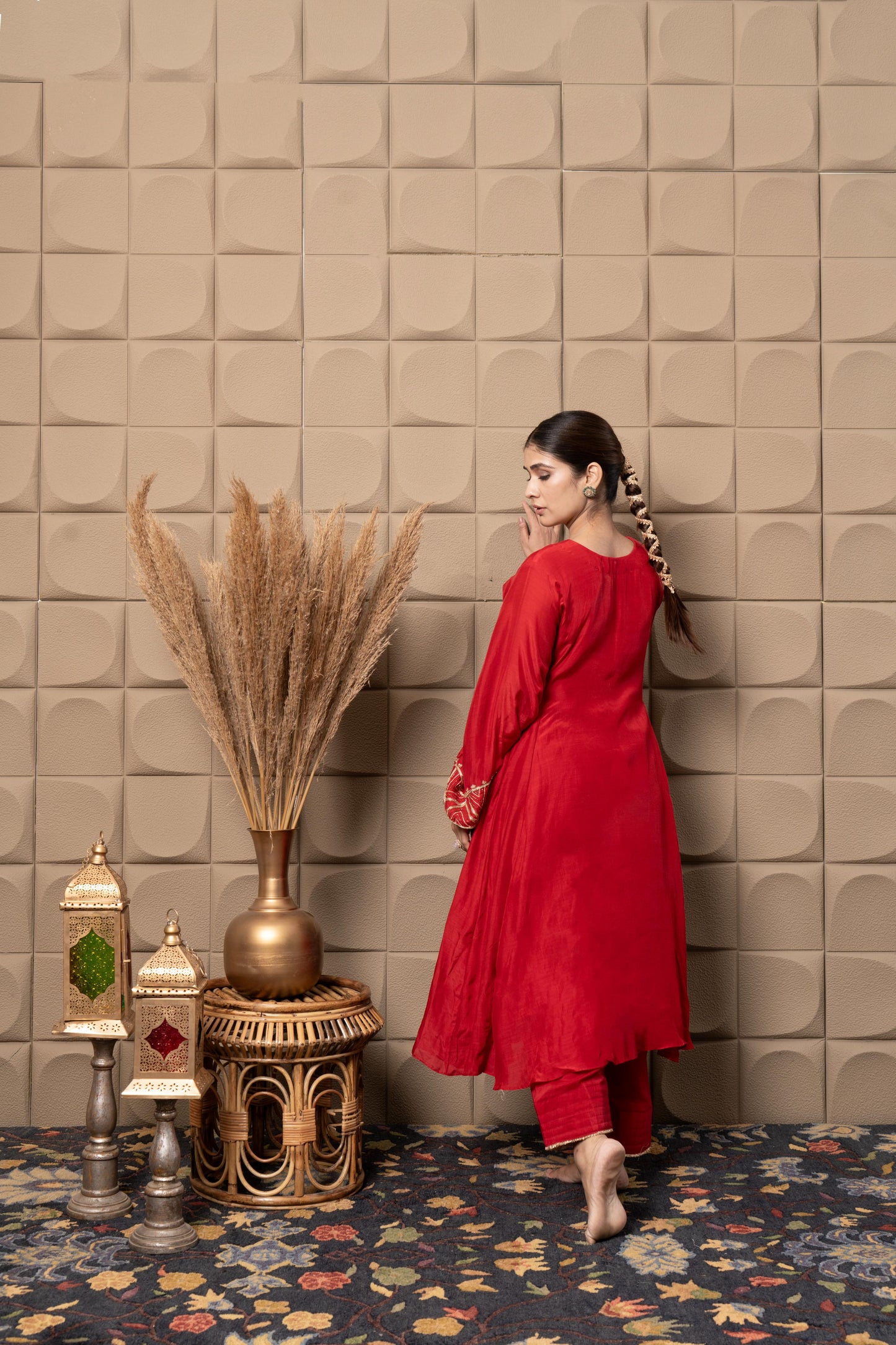 Maroon Choga Kurta Set