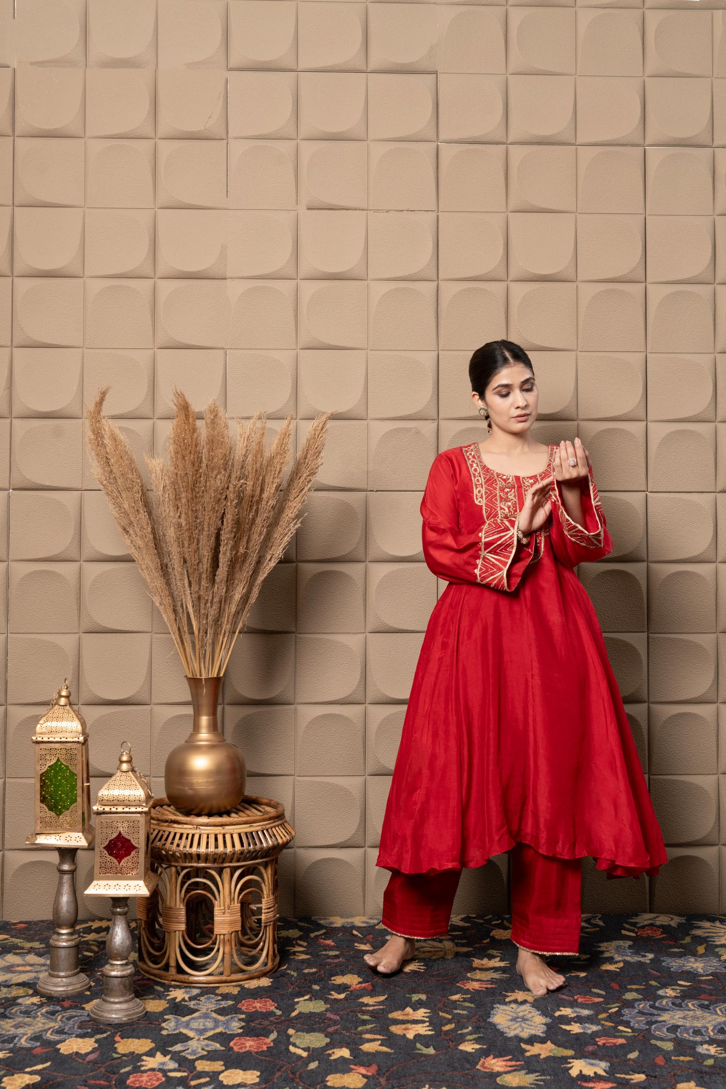 Maroon Choga Kurta Set