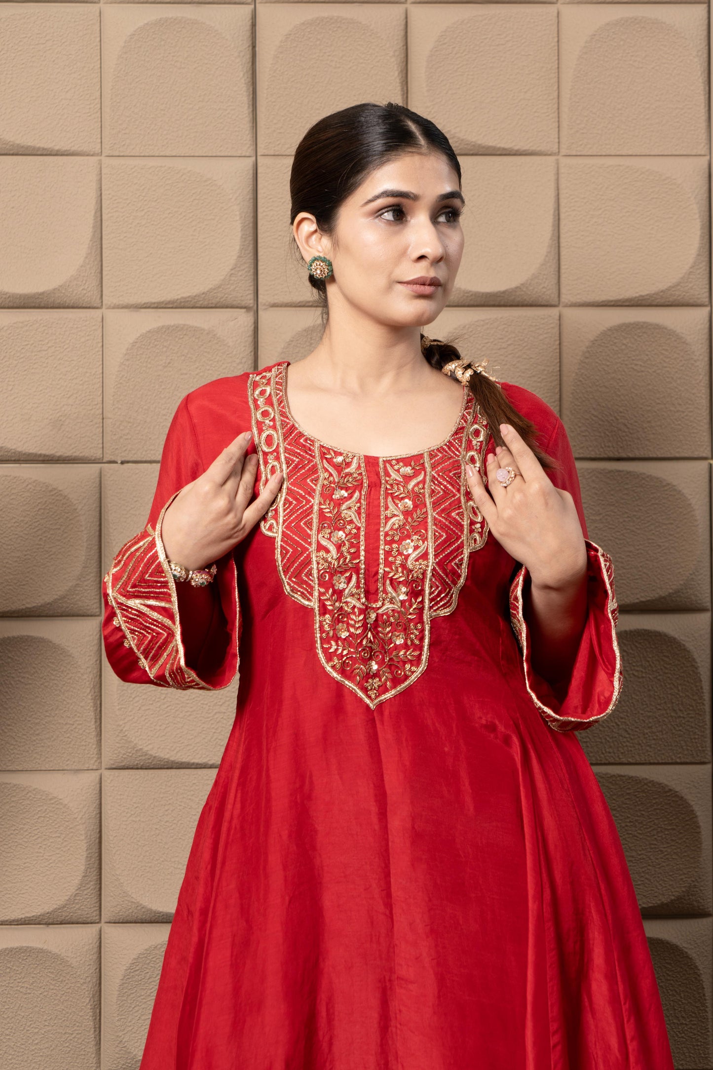 Maroon Choga Kurta Set