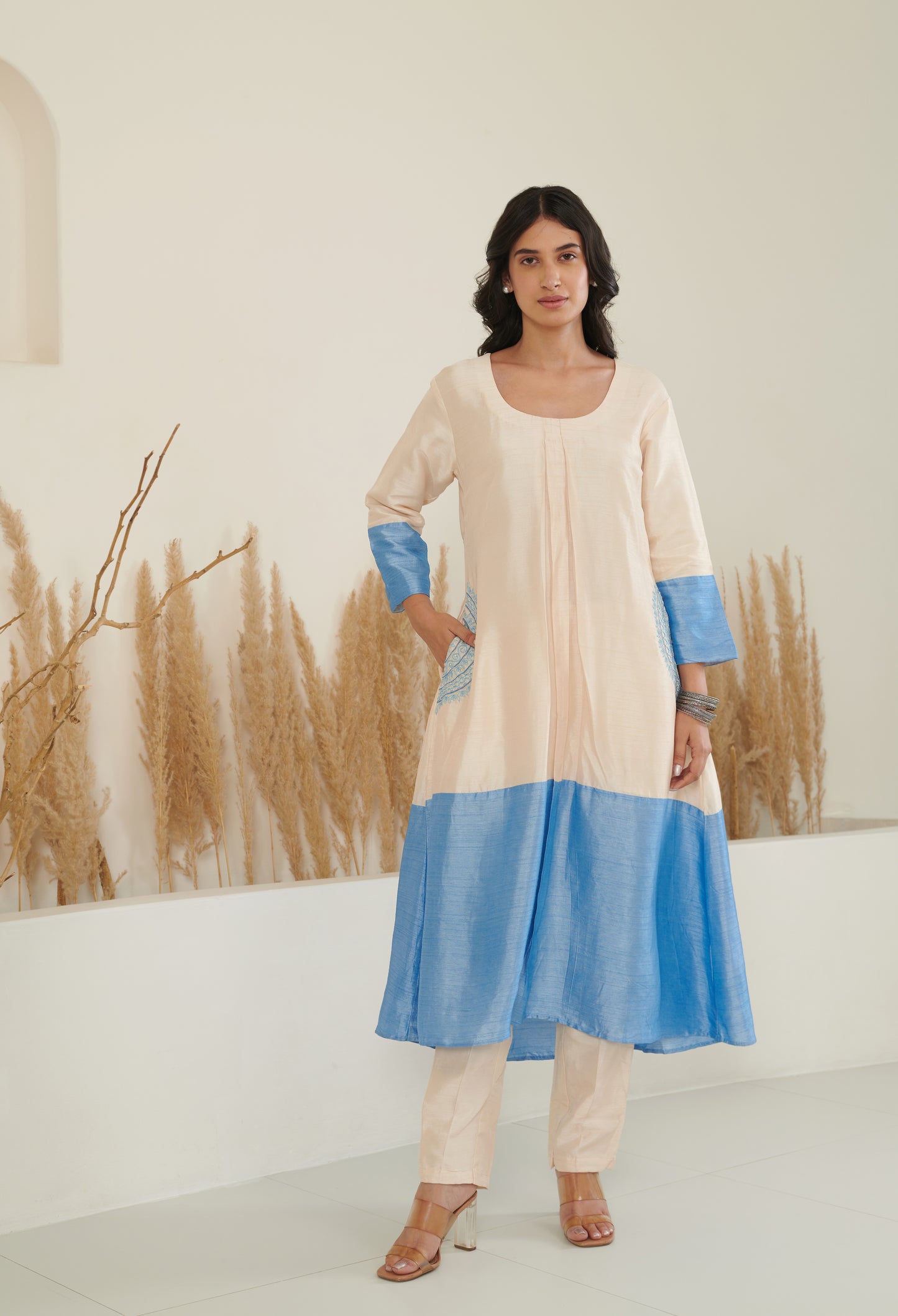 Sol Colour Block Kurta Set