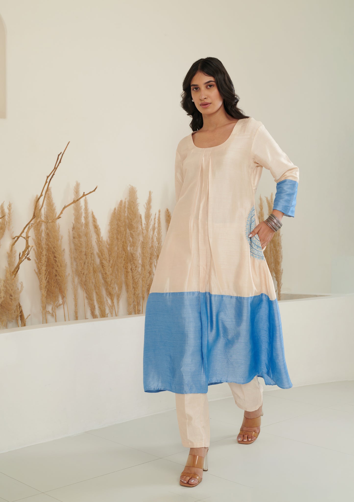 Sol Colour Block Kurta Set