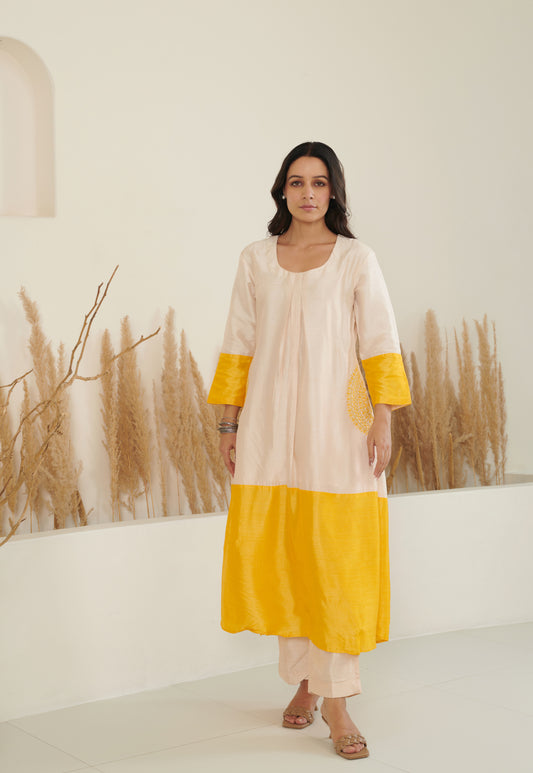 Sol Colour Block Kurta Set