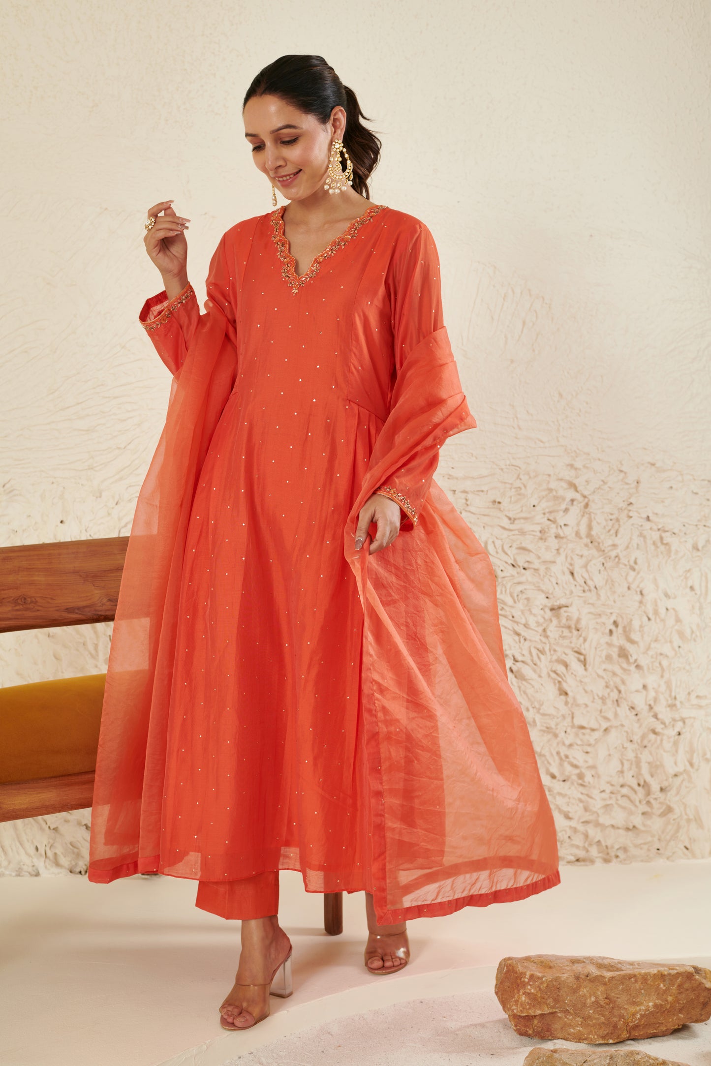 Falak Orange Kurta Set