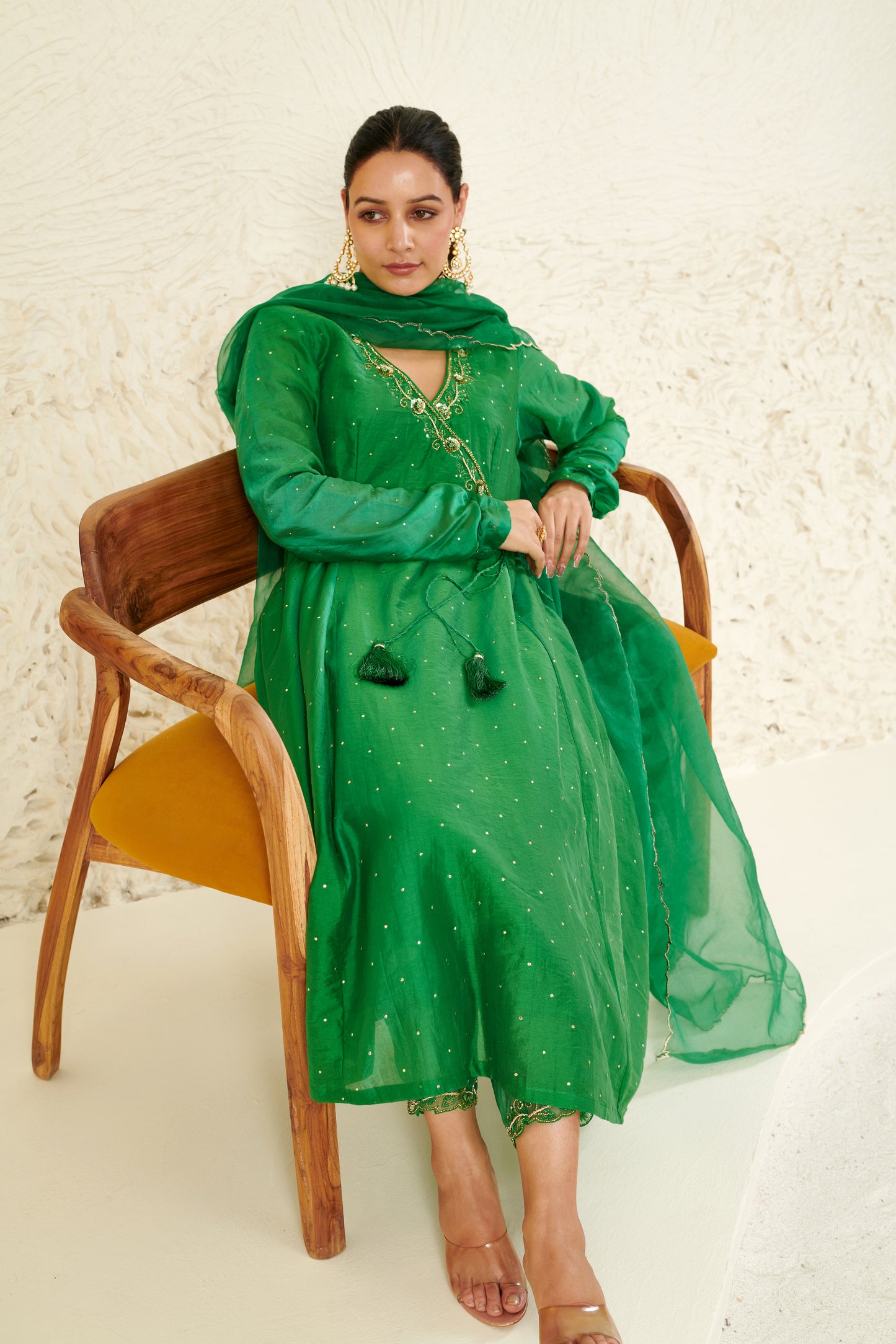 Mehtab Green Angrakha  Kurta Set