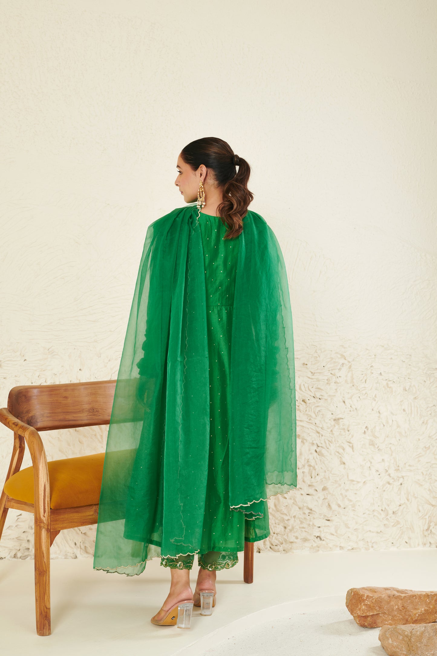 Mehtab Green Angrakha  Kurta Set
