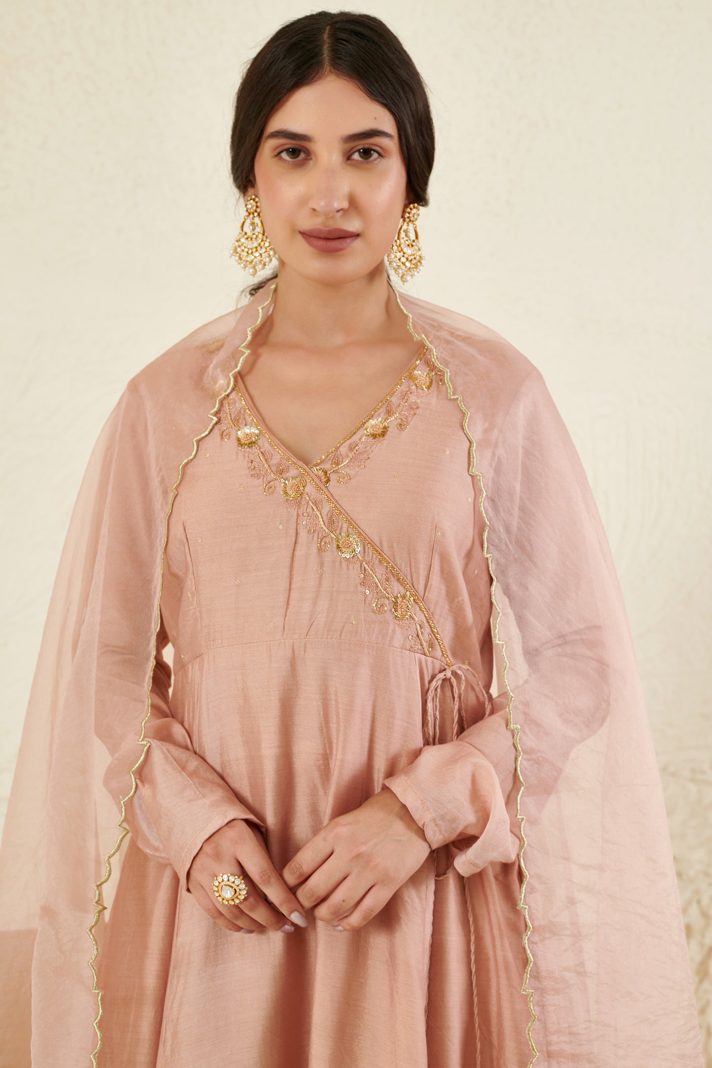 Mehtab Peach  Angrakha  Kurta Set