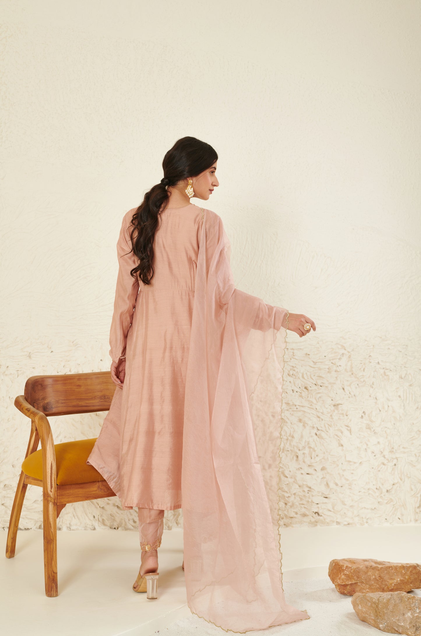 Mehtab Peach  Angrakha  Kurta Set