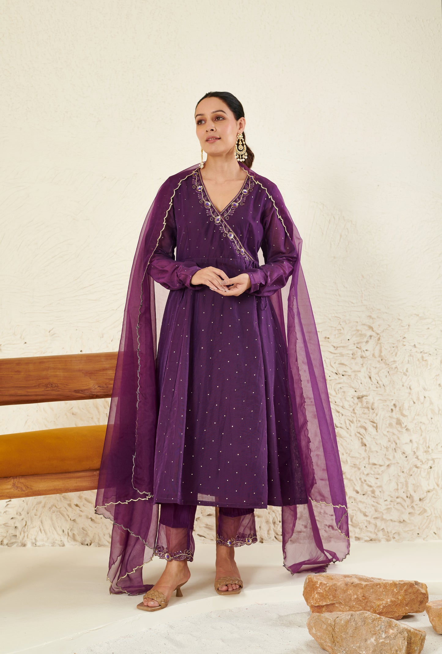 Mehtab Purple  Angrakha   kurta Set