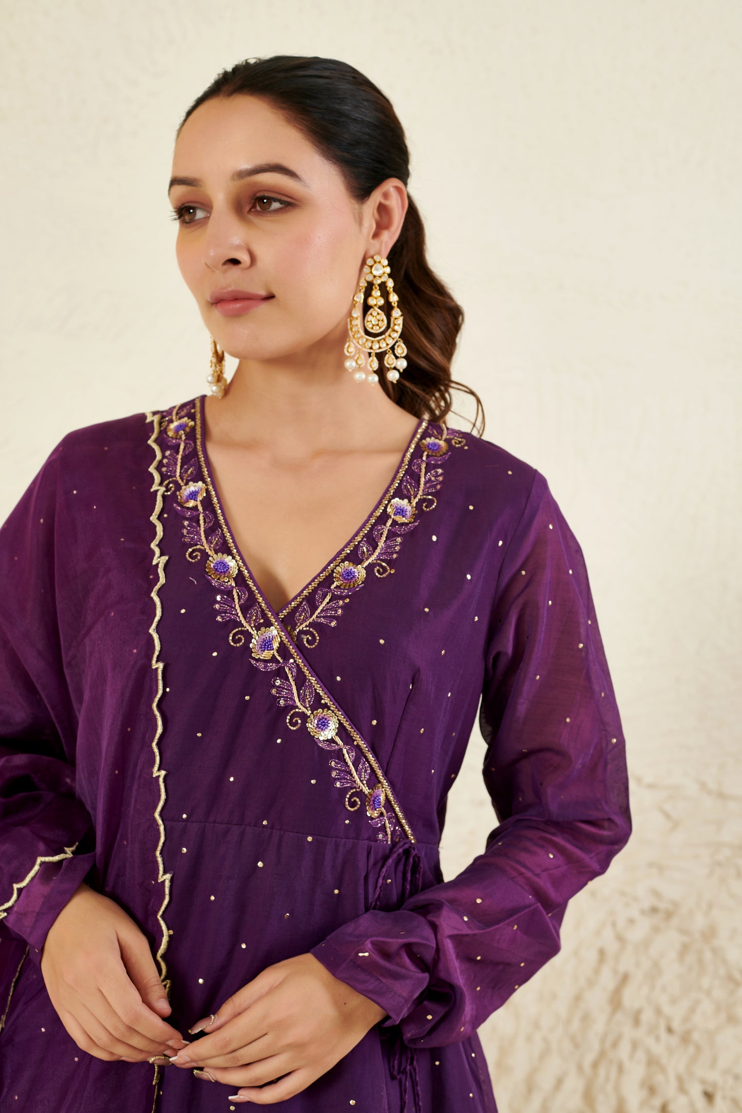 Mehtab Purple  Angrakha   kurta Set