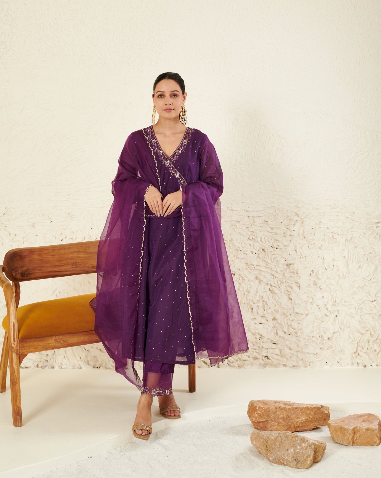 Mehtab Purple  Angrakha   kurta Set