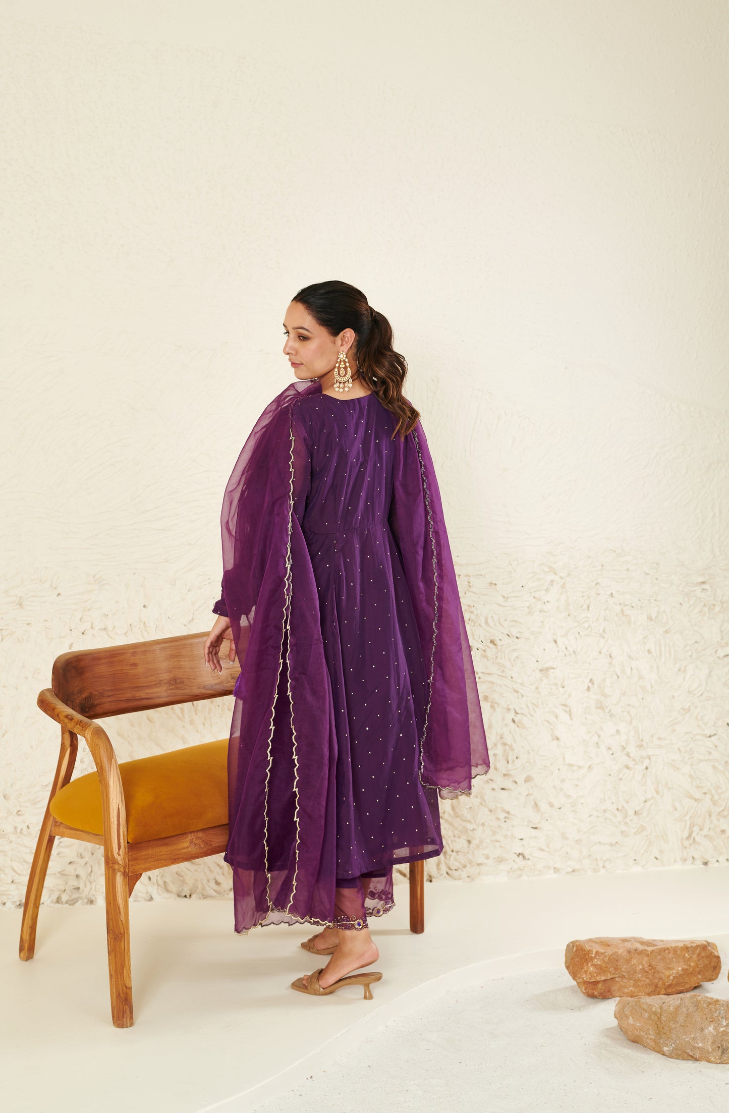 Mehtab Purple  Angrakha   kurta Set